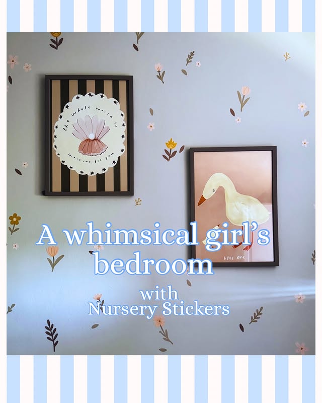 Instagram post by @norfolkmums for Nursery Stickers. Caption reads: [...] 💛📖 The wildflower walls from Nursery....
