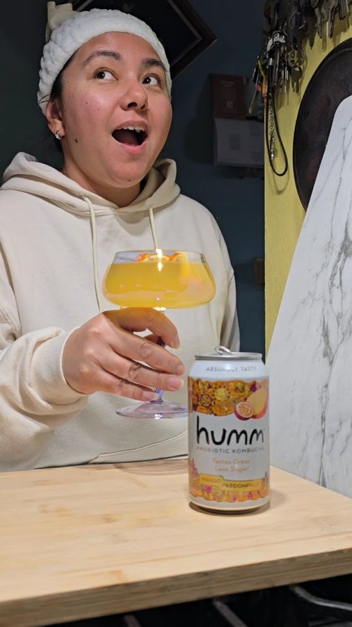 Instagram post by @just8ate for Humm Kombucha. Caption reads: Need a Mocktail? 

After my skincare routines, I....