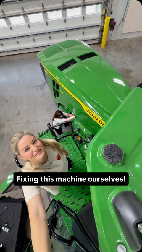 Instagram post by @jennaezarik for John Deere. Caption reads: Who knew fixing a John Deere could feel a little....