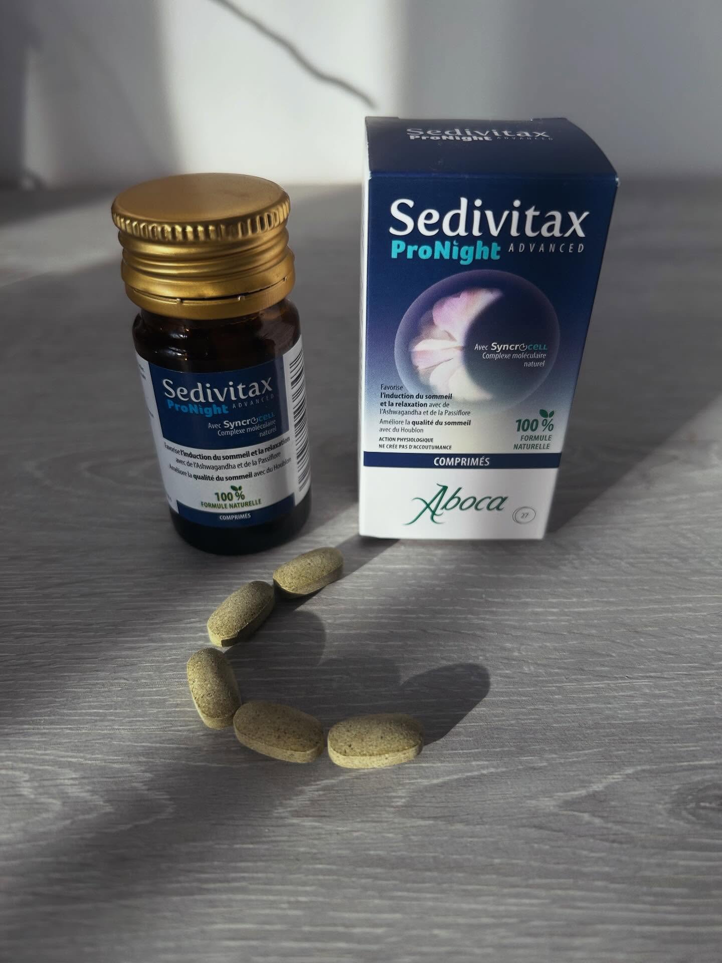 Instagram post by @sandrinetnl for Aboca. Caption reads: 🌙 Seditivax ProNight Advanced....