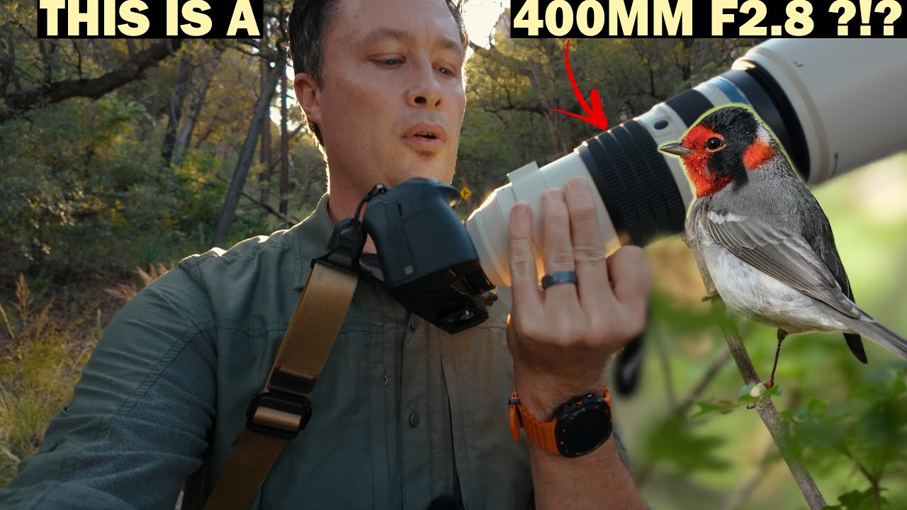 YouTube post by @BrentHall for iFootage. Caption reads: Birding with the new OM 50-200mm F/2.8 IS PRO (Is....