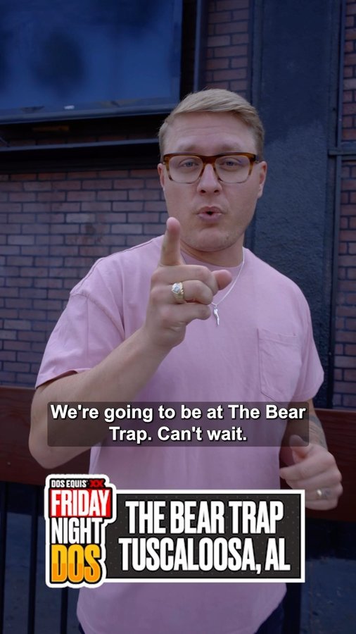 Instagram post by @joeymulinaro for Dos Equis. Caption reads: Alabama, it’s time to close out the Friday Night....