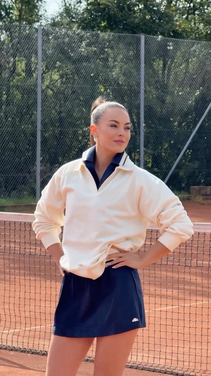 Instagram post by @lararunarsson for ellesse. Caption reads: Anzeige| Found my new passion in tennis! Still....