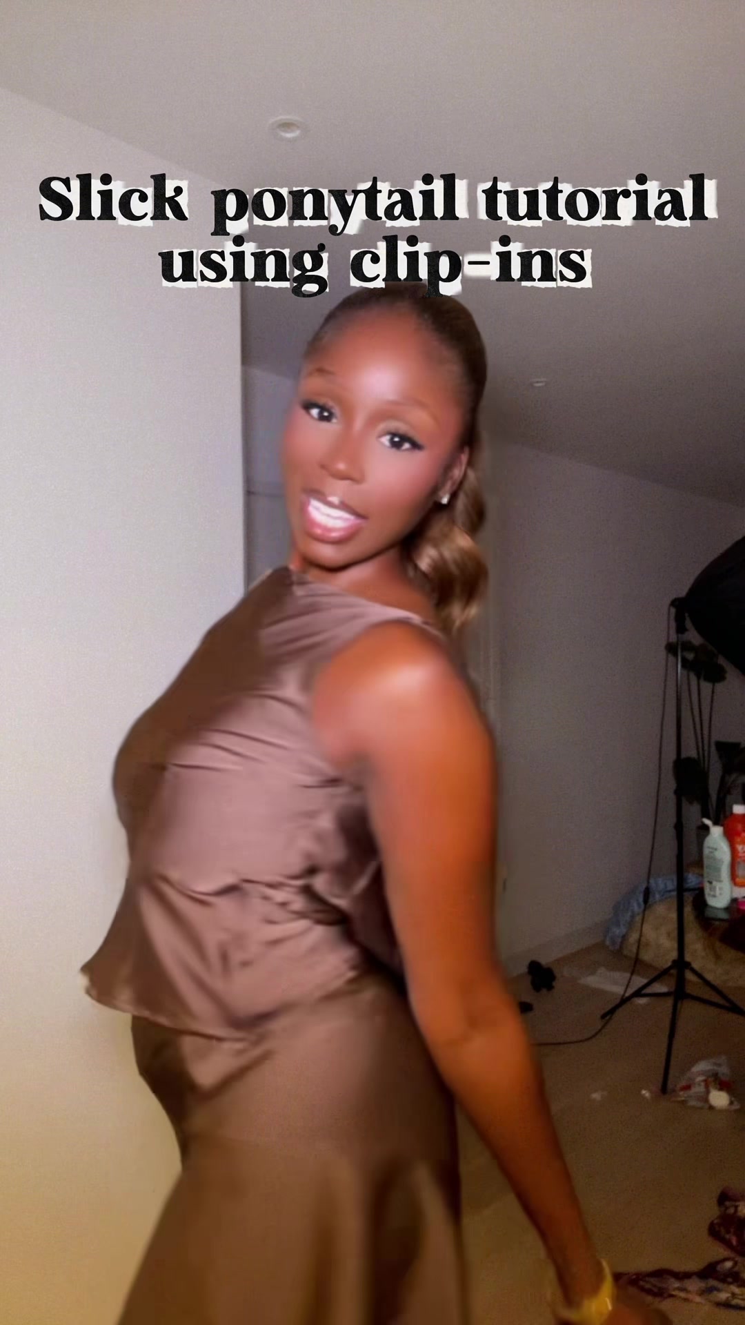 TikTok post by @karenasyoumay for T3 Micro. Caption reads: Clip ins officially live on runwayhairuk.com! Love....