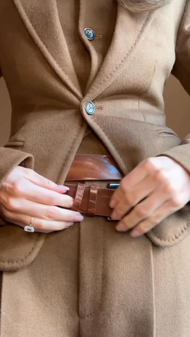 Instagram post by @paigelorenze for Max Mara. Caption reads: ootd 🤎.