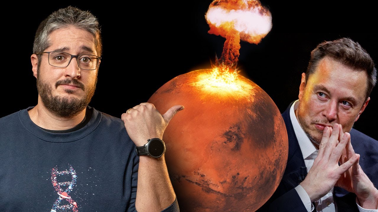 YouTube post by @astrowikiperri for NATURE. Caption reads: Musk wants to nuke Mars.