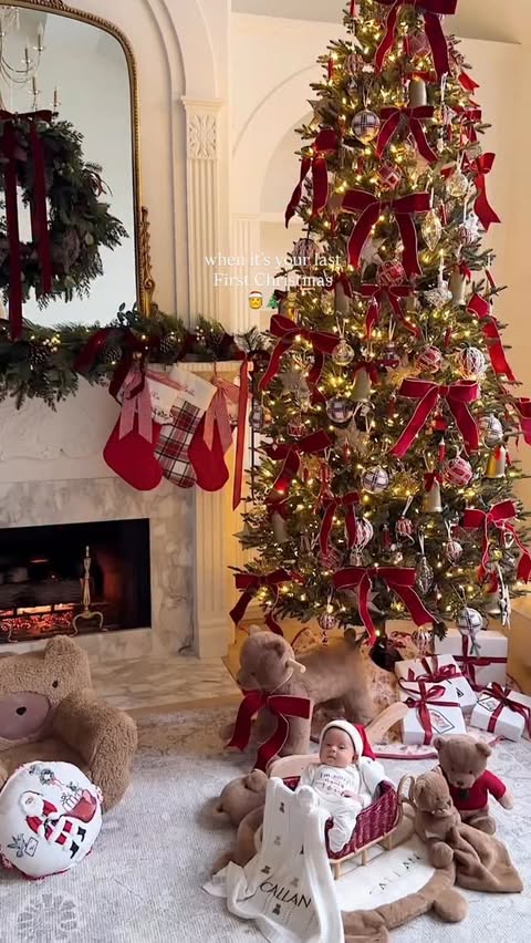 Instagram post by @joyfullygreenhome for Pottery Barn Kids. Caption reads: Write MAGIC for 🔗 to a magical first Christmas.....