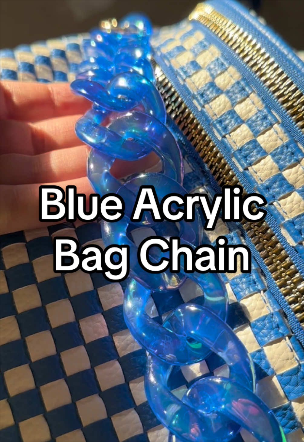 TikTok post by @wildboy_mamax2 for The Gold Blush. Caption reads: The new blue acrylic chain is so beautiful 🩵....