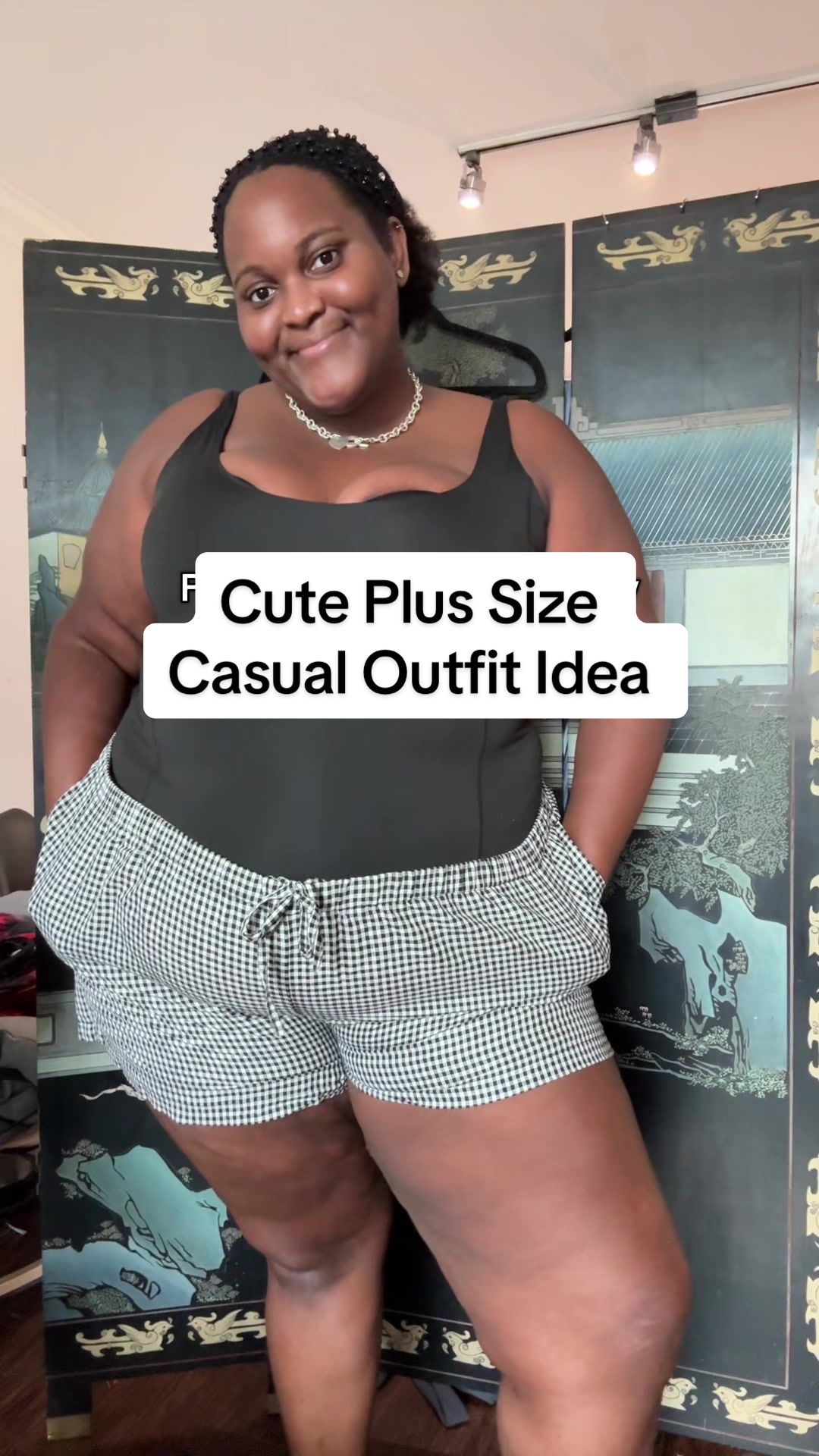 TikTok post by @fatgirlfine for Alexander Jane. Caption reads: [...] tank in 3X/4X & the shorts in 4X! @Alexander....