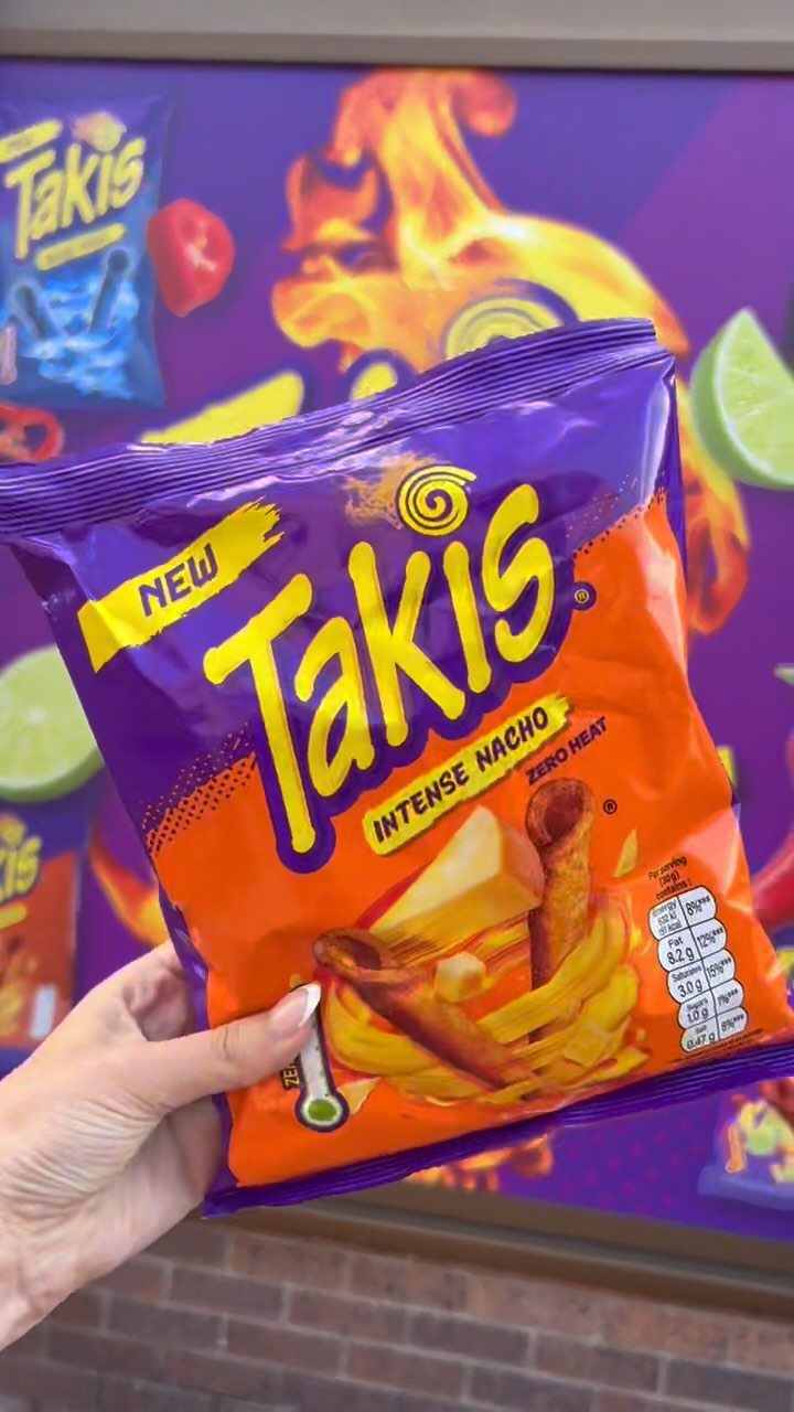 Instagram post by @icelandfoods for Takis. Caption reads: TAKIS INTENSE NACHO!!! These #NEW Takis pack a....