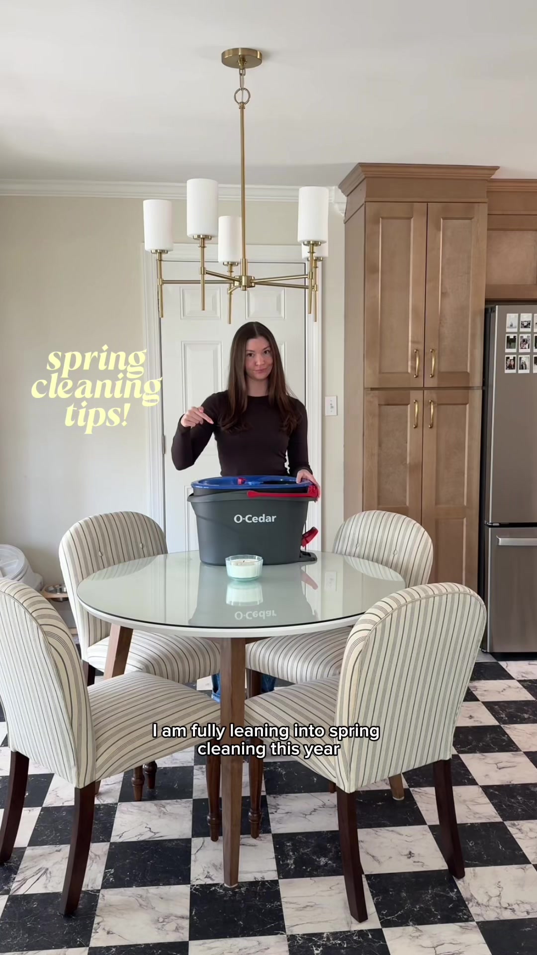 TikTok post by @emmavaughn for O-Cedar. Caption reads: [...] 4 spring cleaning tips all using the....