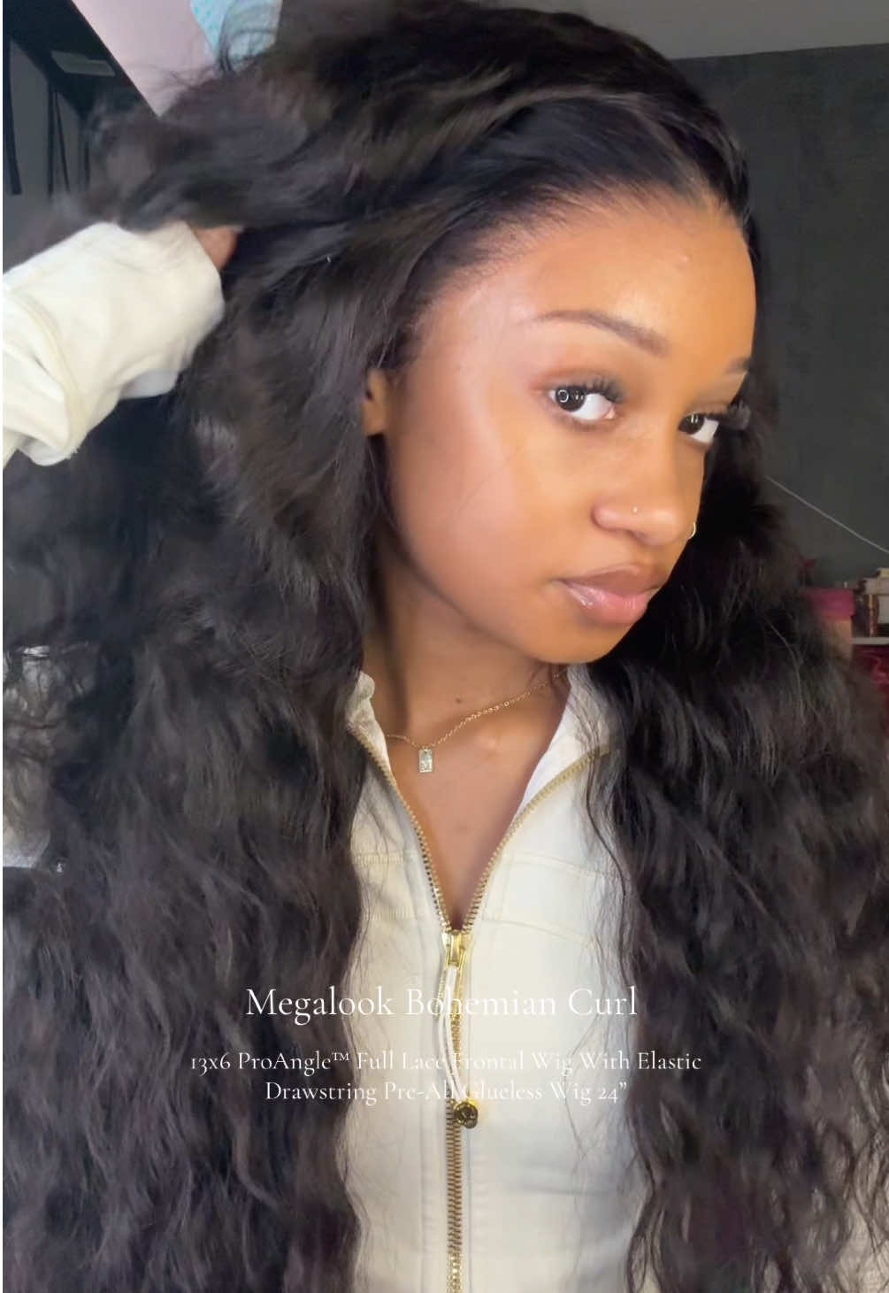 TikTok post by @miracle_symonee for Megalook. Caption reads: [...] code"MJ15" to get $15 off‼️ @Megalookhair....