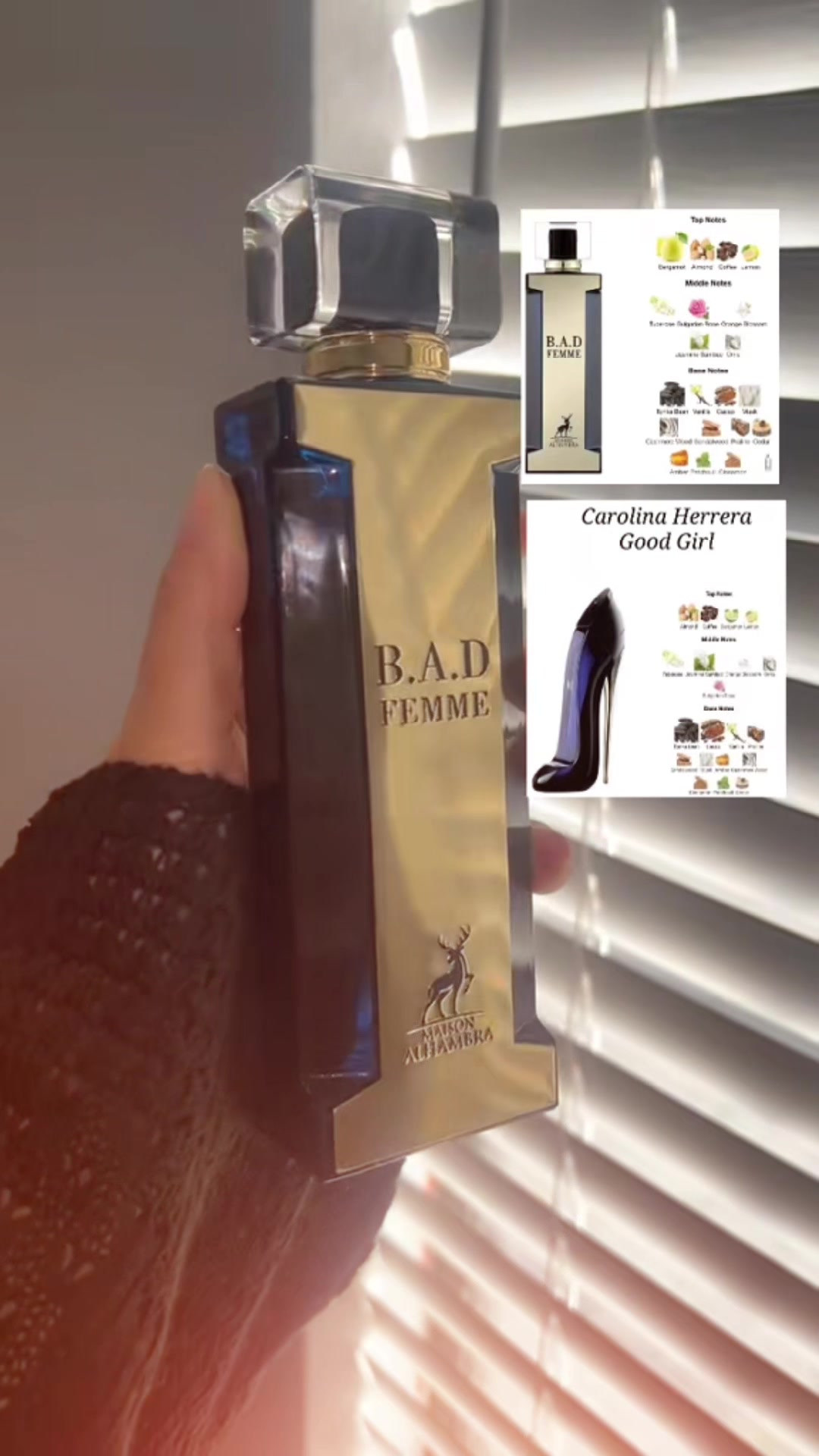 TikTok post by an influencer for Beauty House. Caption reads: [...] #PerfumeTok #LuxuryScents @BeautyHouse US....