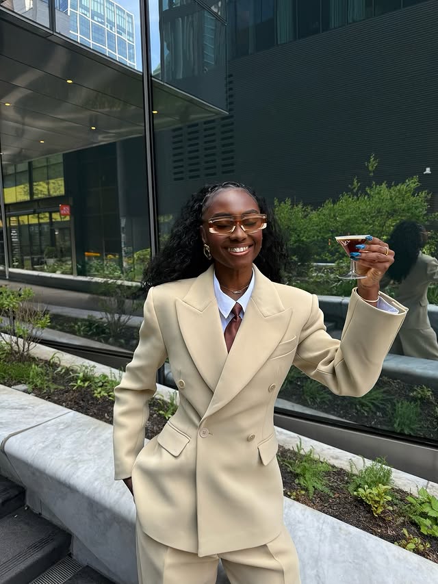 Instagram post by @gezellerenee for GREY GOOSE Vodka. Caption reads: All dressed up with the Devils Roast in hand....
