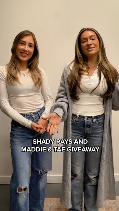 Instagram post by @maddieandtae for Shady Rays. Caption reads: 🎁 12 Days of Shady Rays: GIVEAWAY CLOSED - winner....
