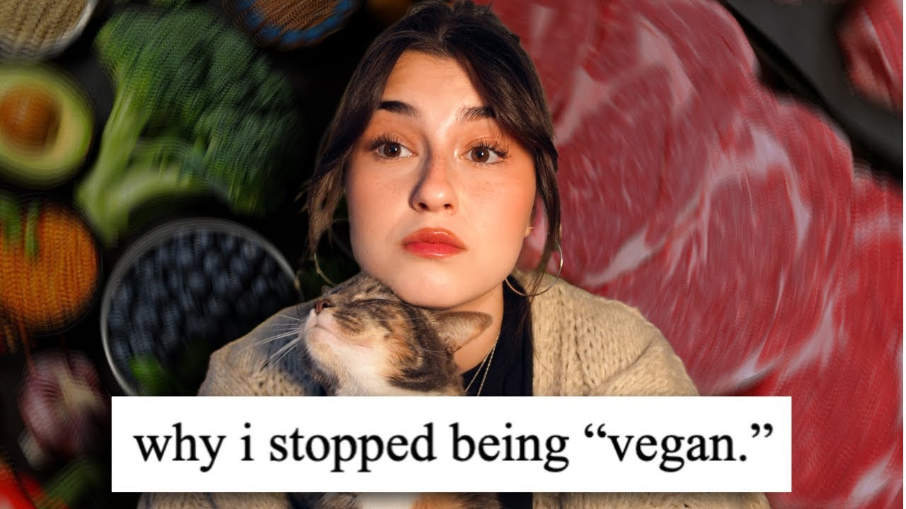 YouTube post by @NicoleRafiee for Depop. Caption reads: quitting "veganism" after 10 years..