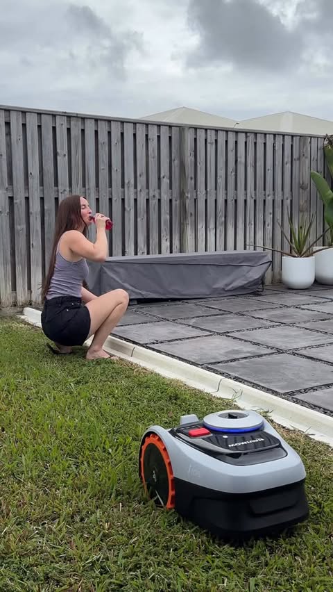 Instagram post by @taylahjaynee for Segway Navimow. Caption reads: Home gadgets to make your life easier! Introducing....