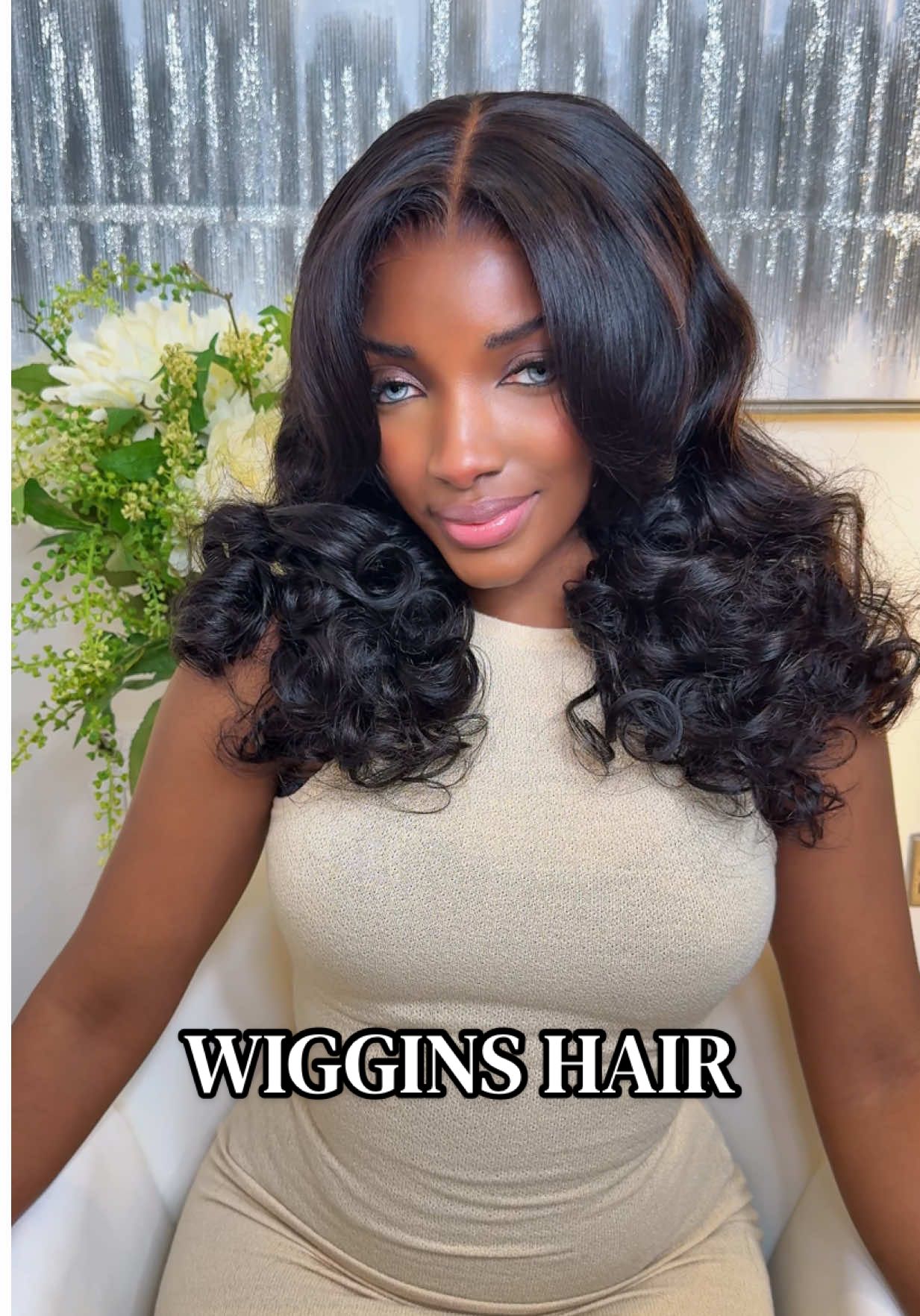 TikTok post by @mary_wiginfluencer for Wiggins Hair. Caption reads: POV: you want a natural slay with zero effort 😍....