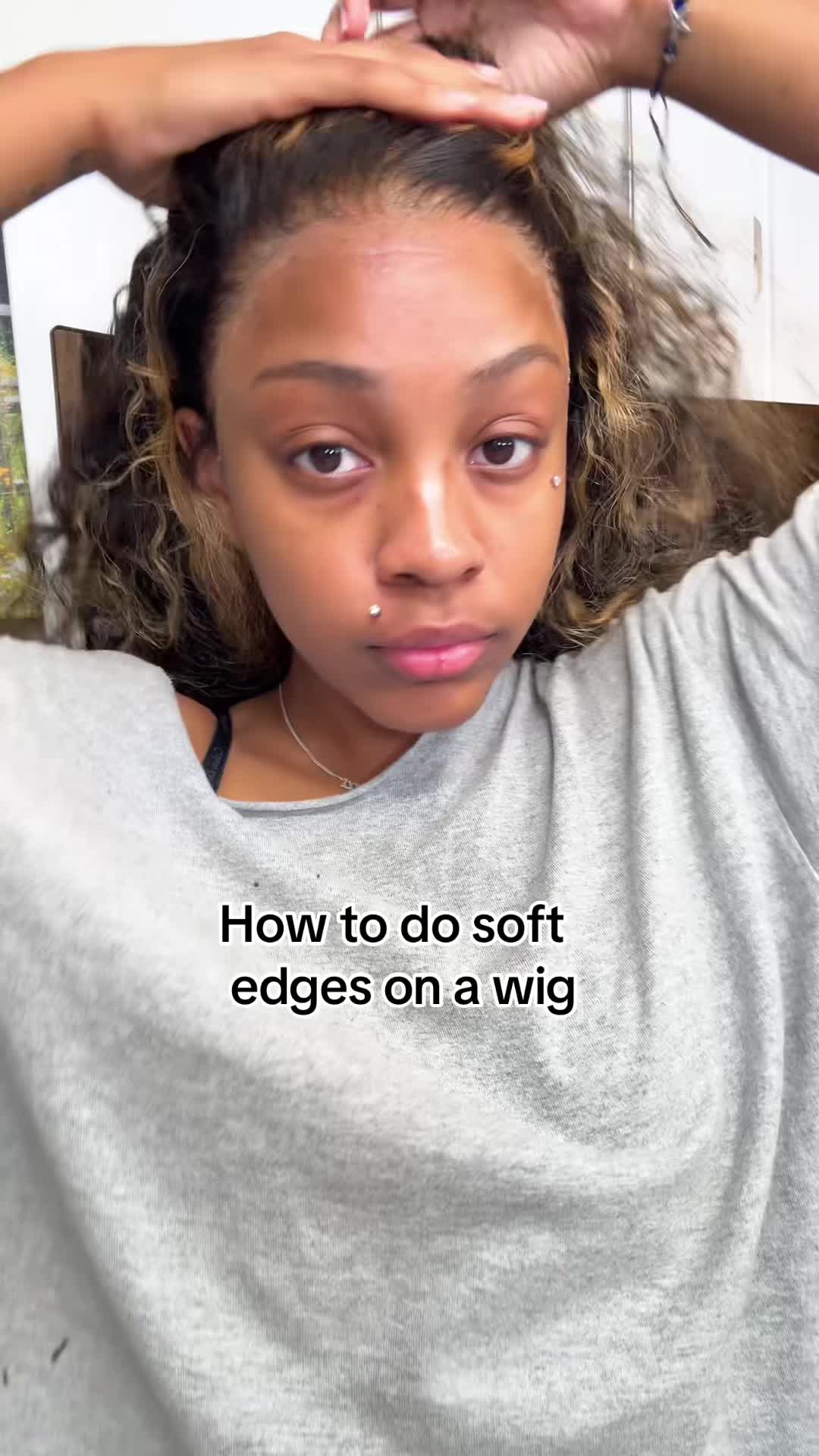 TikTok post by @yrbnyla for Amanda Hair. Caption reads: Hair from @Amanda Hair Store #wig #edgetutorial .