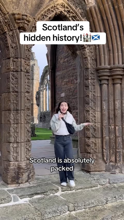 Instagram post by @historywithmegs for VisitScotland. Caption reads: ad Scotland is absolutely FULL of hidden history,....