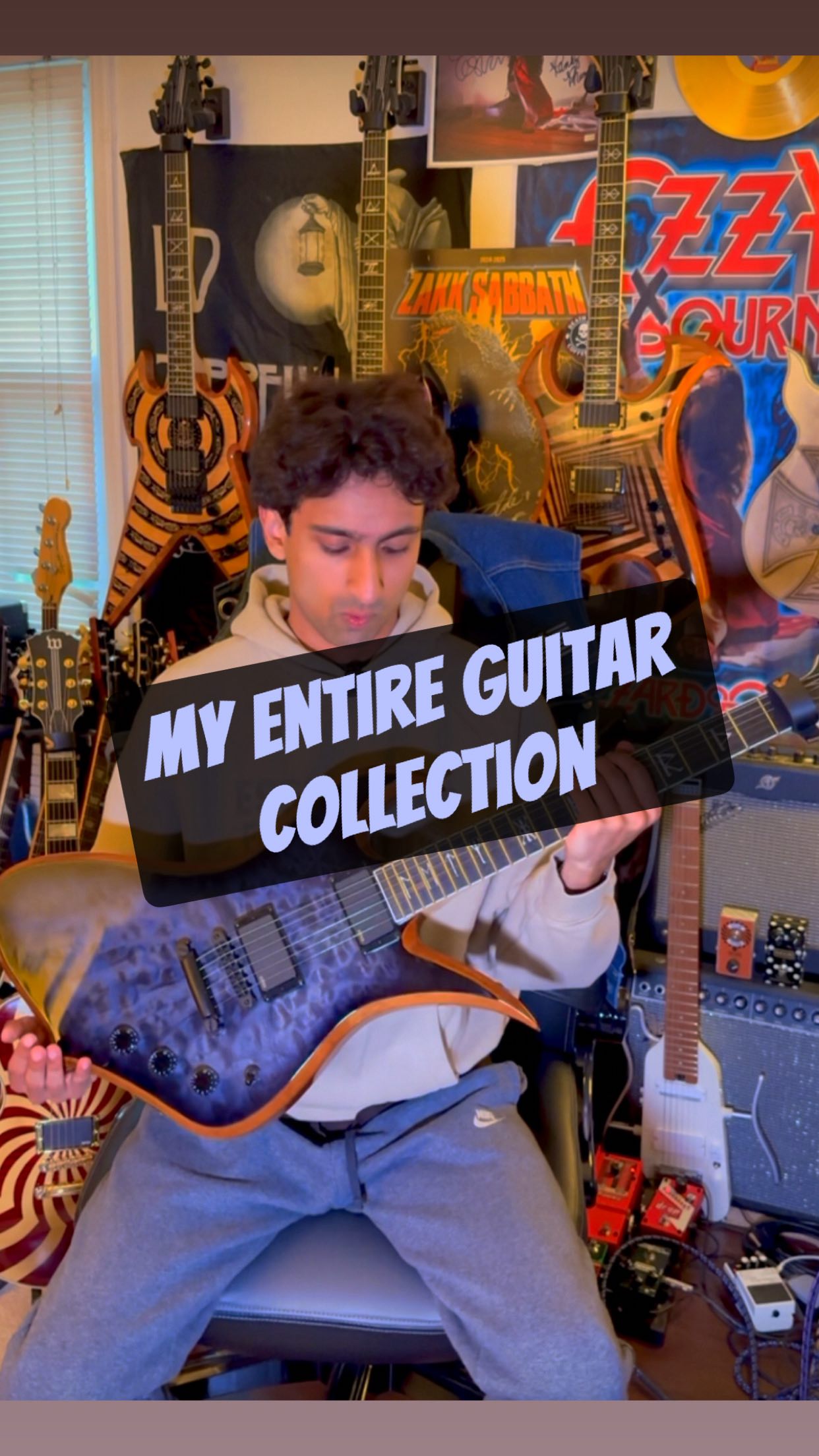 Instagram post by @taimurmasud for Fender. Caption reads: MY ENTIRE GUITAR COLLECTION VIDEO! 🎸

I finally....