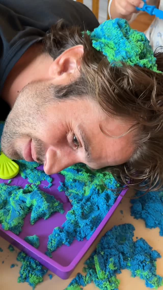 Instagram post by @greggrippo for Kinetic Sand. Caption reads: [...] my hands in the sand? Twist my arm....