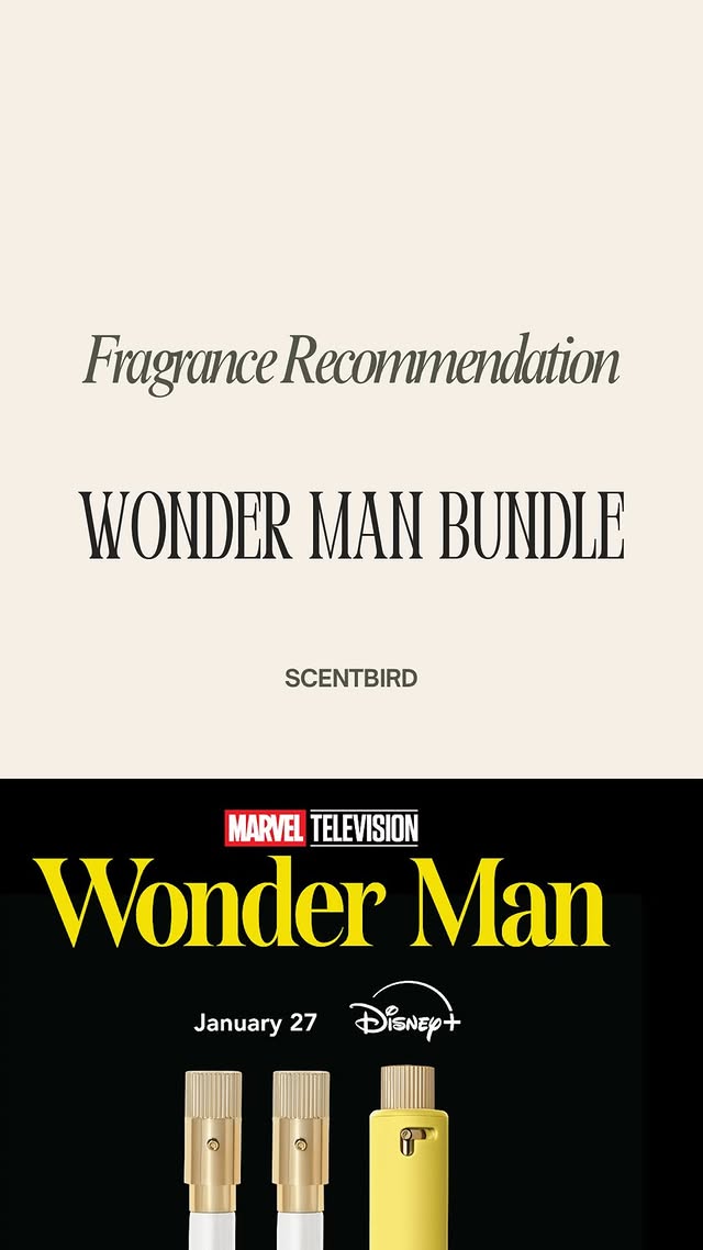 Instagram post by @jessescentials for Scentbird. Caption reads: [...] Wonder Man Power and Fame Bundle from....