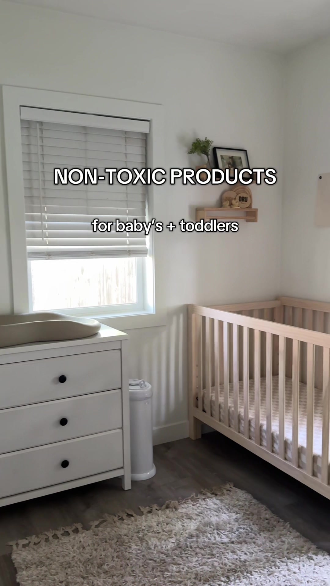 TikTok post by @mady.motherhood for Roe Wellness. Caption reads: Some of our go to non-toxic baby + toddler....