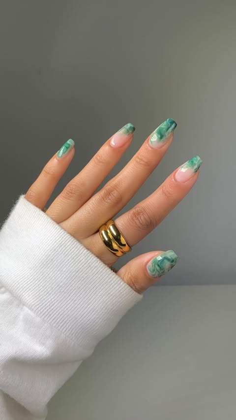 Instagram post by @glossytipped for essie. Caption reads: [...] to my drink this spring 🥰🍵🌱 Using @essie....