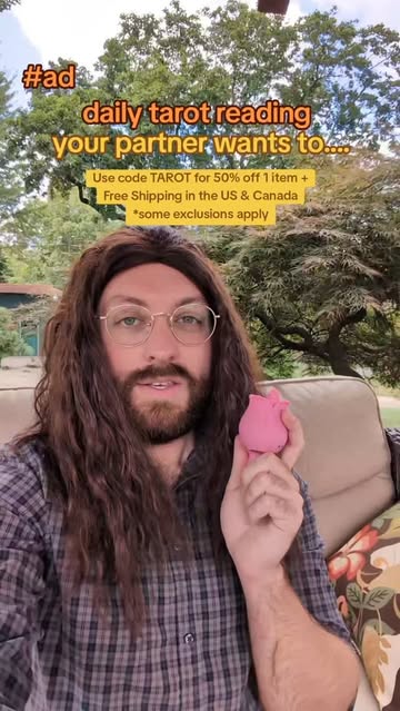 Instagram post by @destinydecktarot for AdamAndEve.com. Caption reads: @therealadamandeve use code TAROT for 50% off 1....