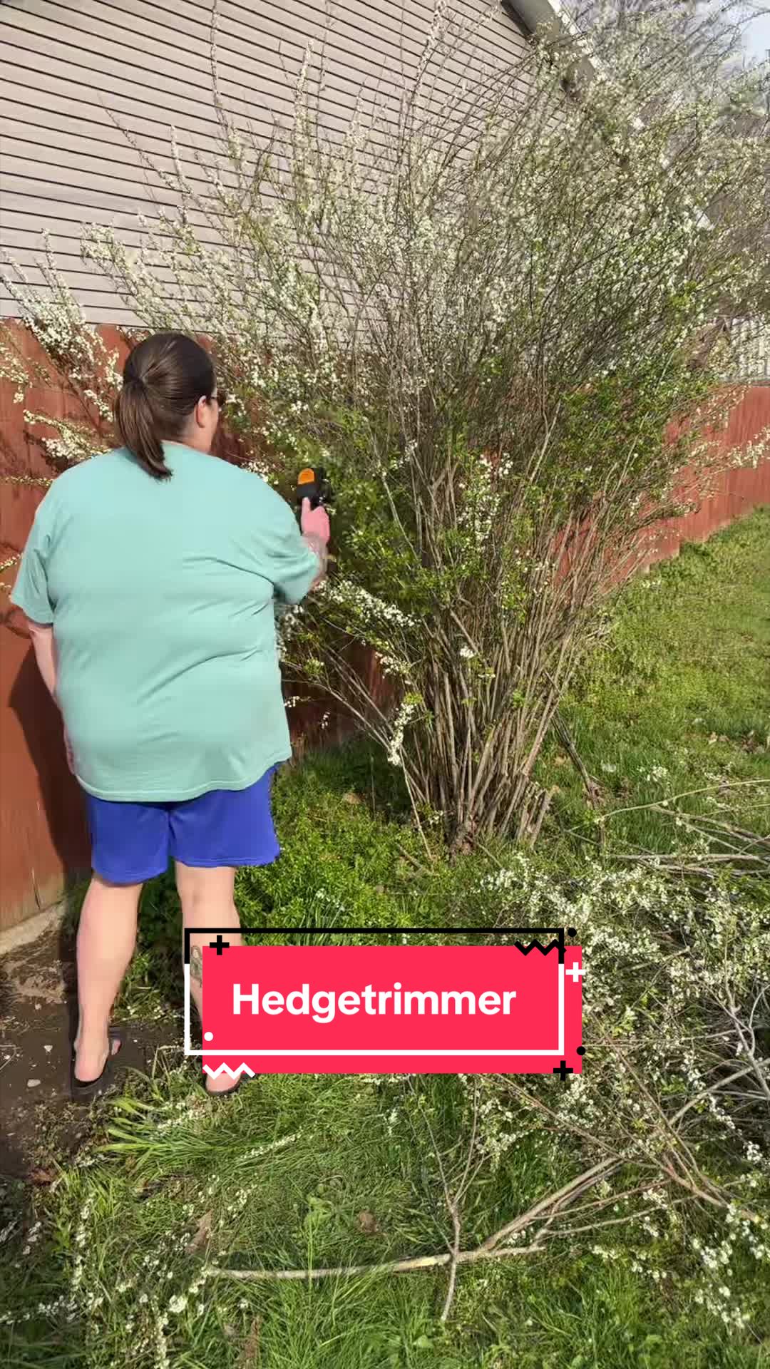 TikTok post by @f100feller for Smartsaker. Caption reads: @Smartsaker battery powered hedge trimmers. Light....