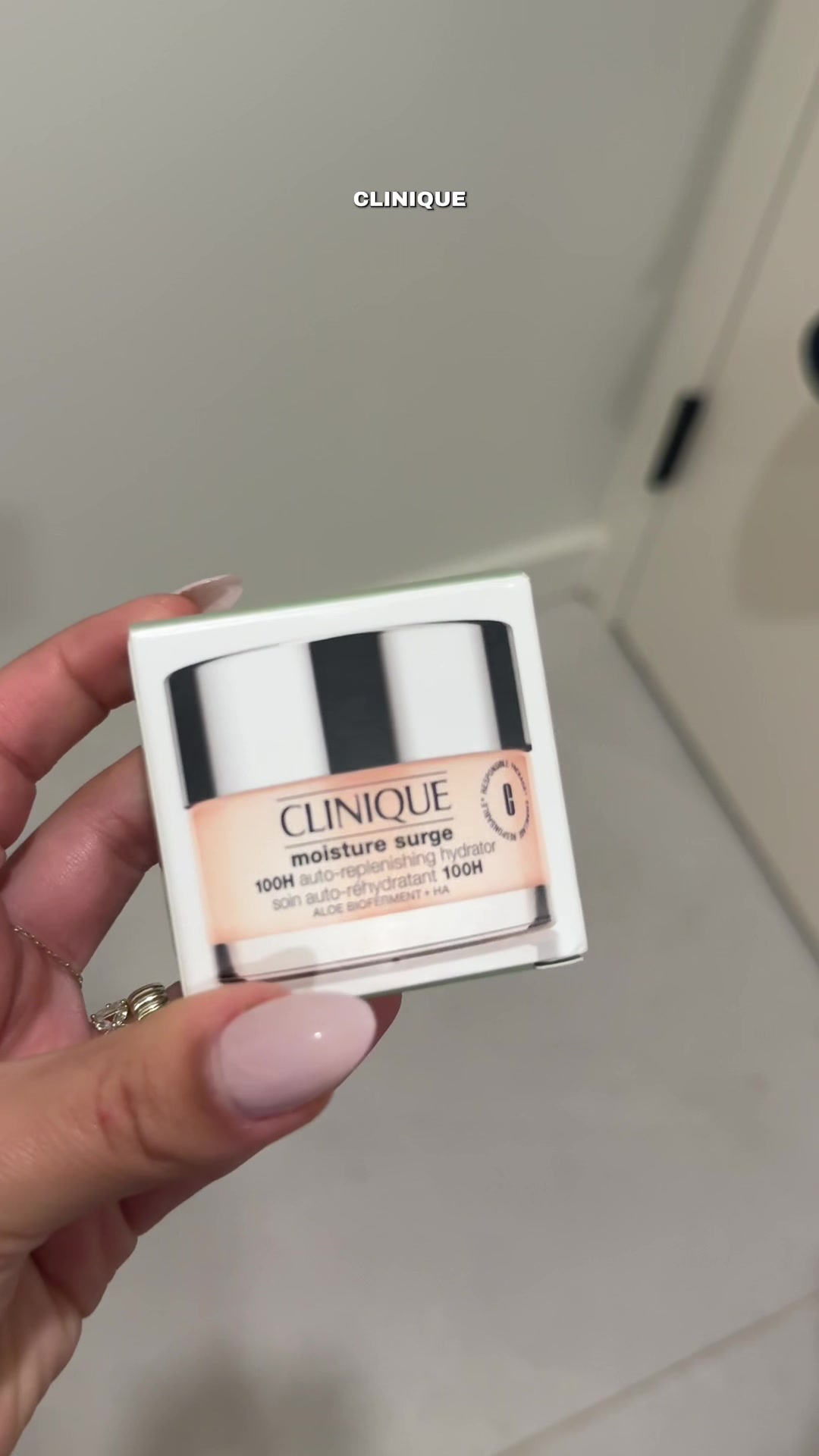 TikTok post by @kyraevanshughes for Clinique. Caption reads: #cliniquepartner @Clinique Moisture Surge 100H is....