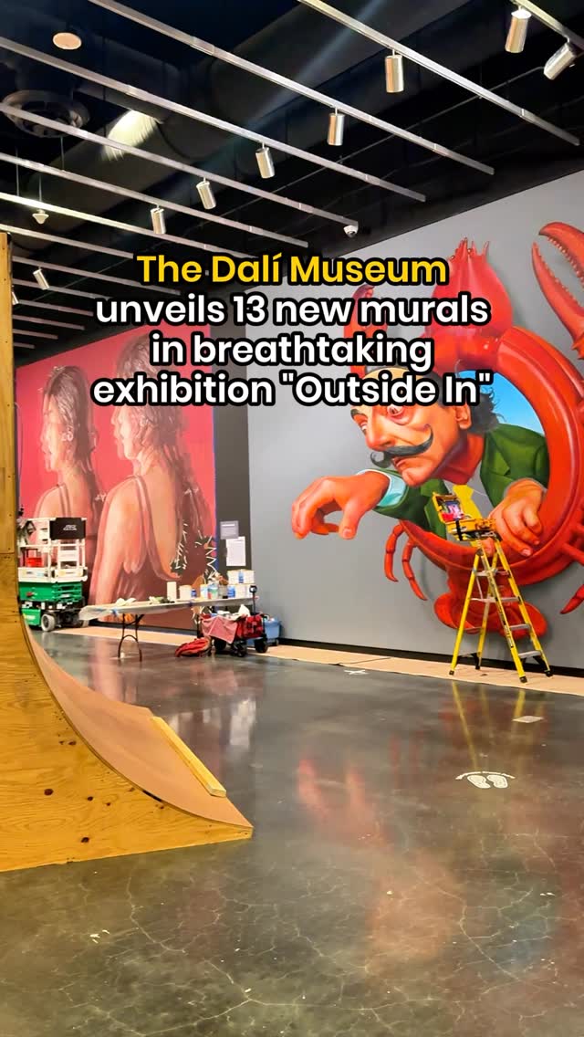Instagram post by @dalimuseum for VISITFLORIDA. Caption reads: @dalimuseum unveils stunning indoor mural exhibit....