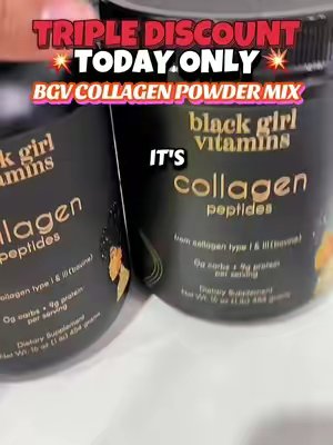 TikTok post by @i.am.sawanna for Black Girl Vitamins. Caption reads: @OfficialBGV AMAZING DEAL IN 🛒💥 #collagen....