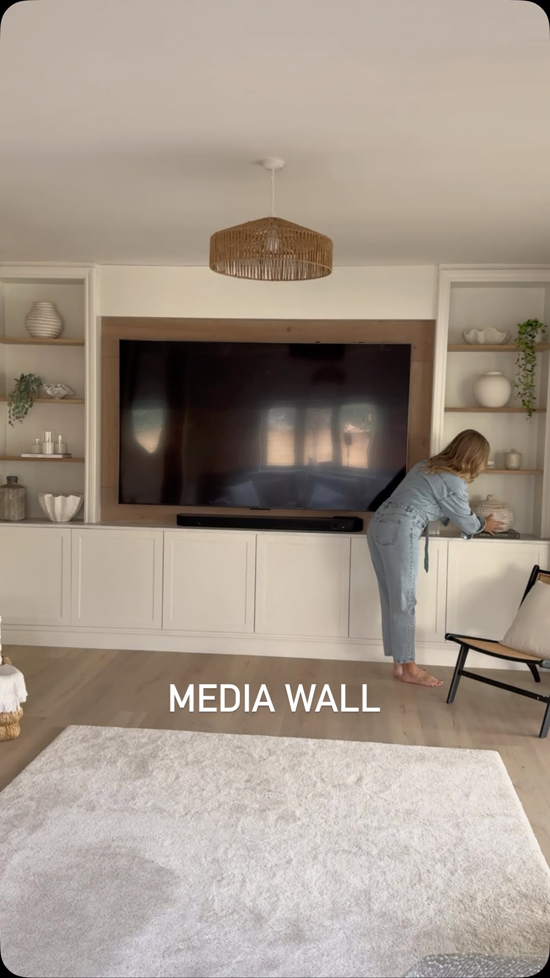 Instagram post by @lucyjessicacarter for IKEA UK. Caption reads: Our media wall is a beautiful focal point in our....