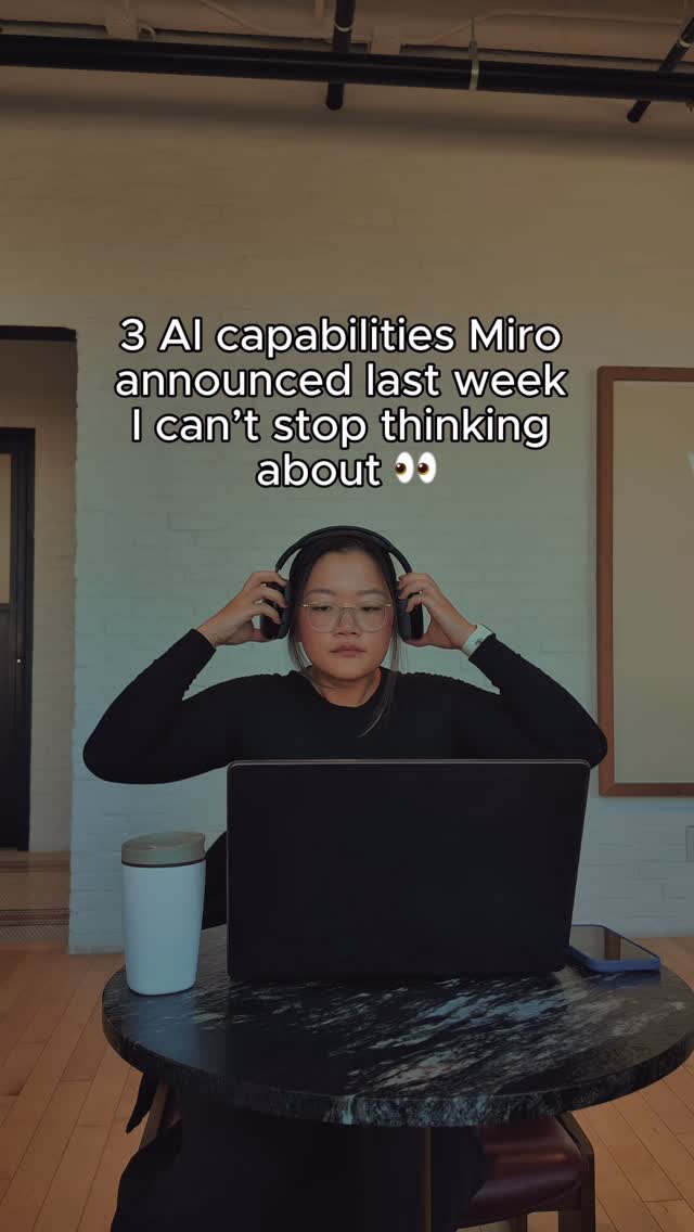 Instagram post by @maggieindata for Miro. Caption reads: #MiroPartner @mirohq announced a range of AI....