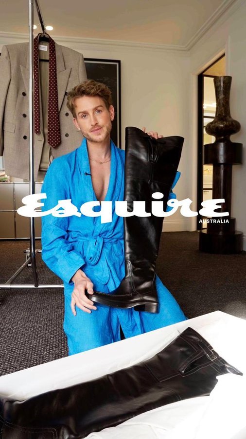 Instagram post by @elliotgarnaut for Esquire. Caption reads: Are they the #SaintLaurent boots? Yes. Come get....