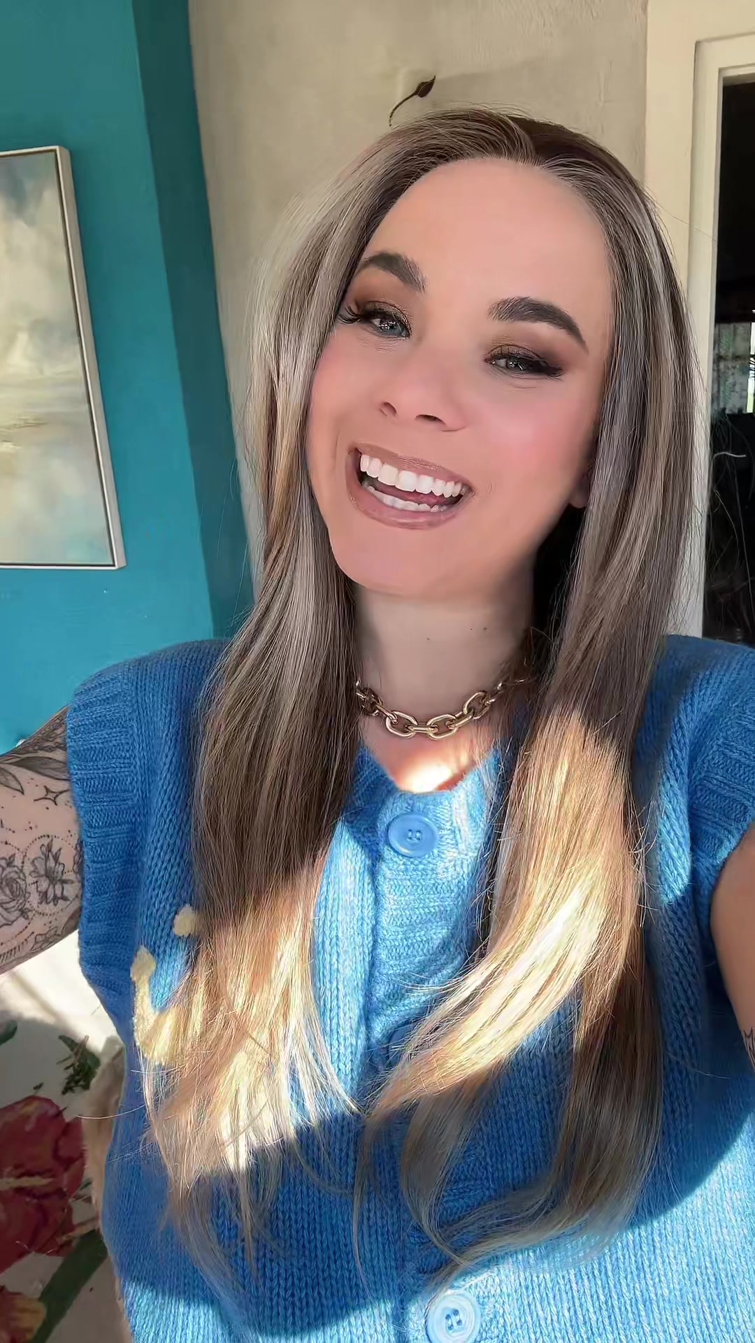 TikTok post by @elizabethwearswigs for Chelsey Smith Cosmetics. Caption reads: Mara French toast from @Chelsey Smith Crowns....
