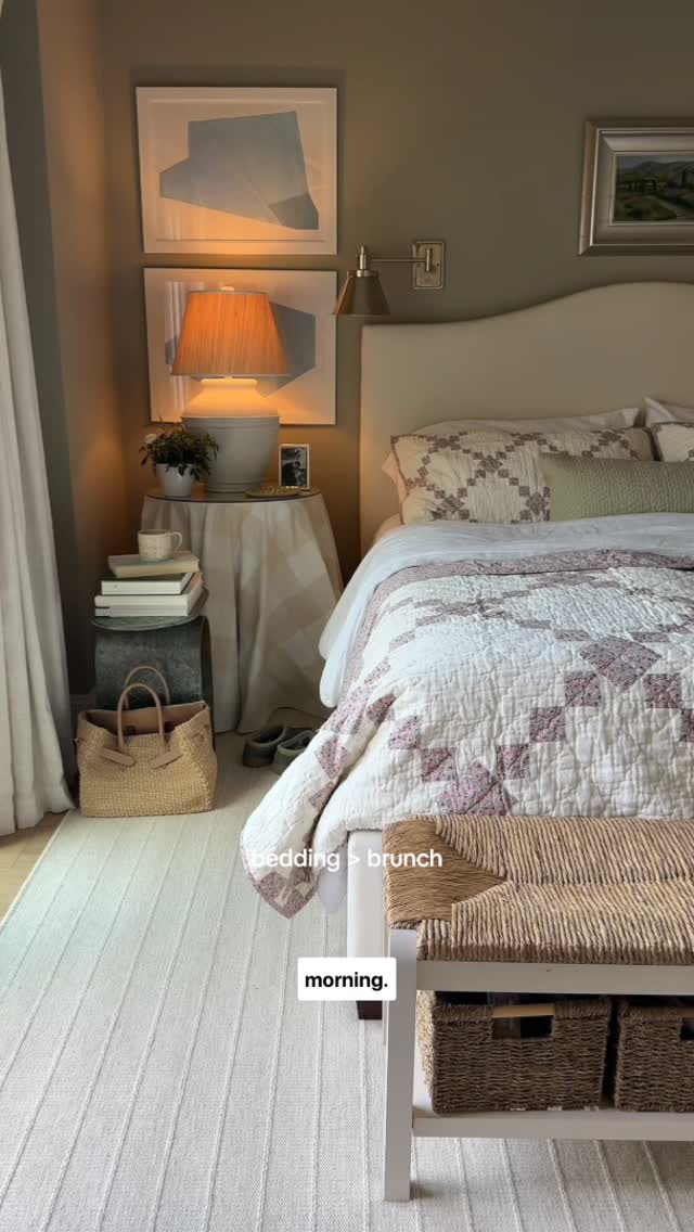 Instagram post by @camillealexandrainteriors for Garnet Hill. Caption reads: [...] #MadeWithLibertyFabric #GarnetHillPartner.