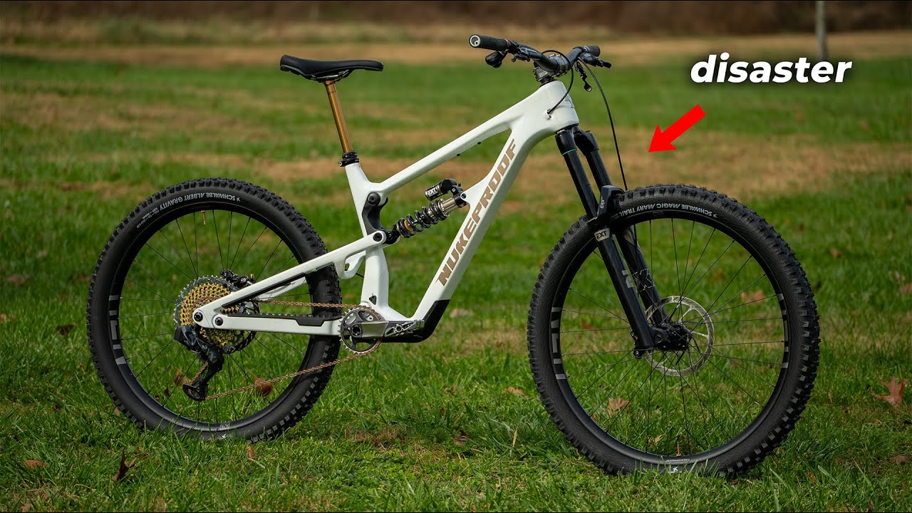 YouTube post by @EvansMTBSaga for Feedback Sports. Caption reads: Buying My Dream Nukeproof Ended in Disaster.