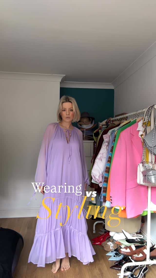 Instagram post by @cristinatabun for Secret Sales. Caption reads: Mastering the Art of Wearing vs. Styling Maxi....