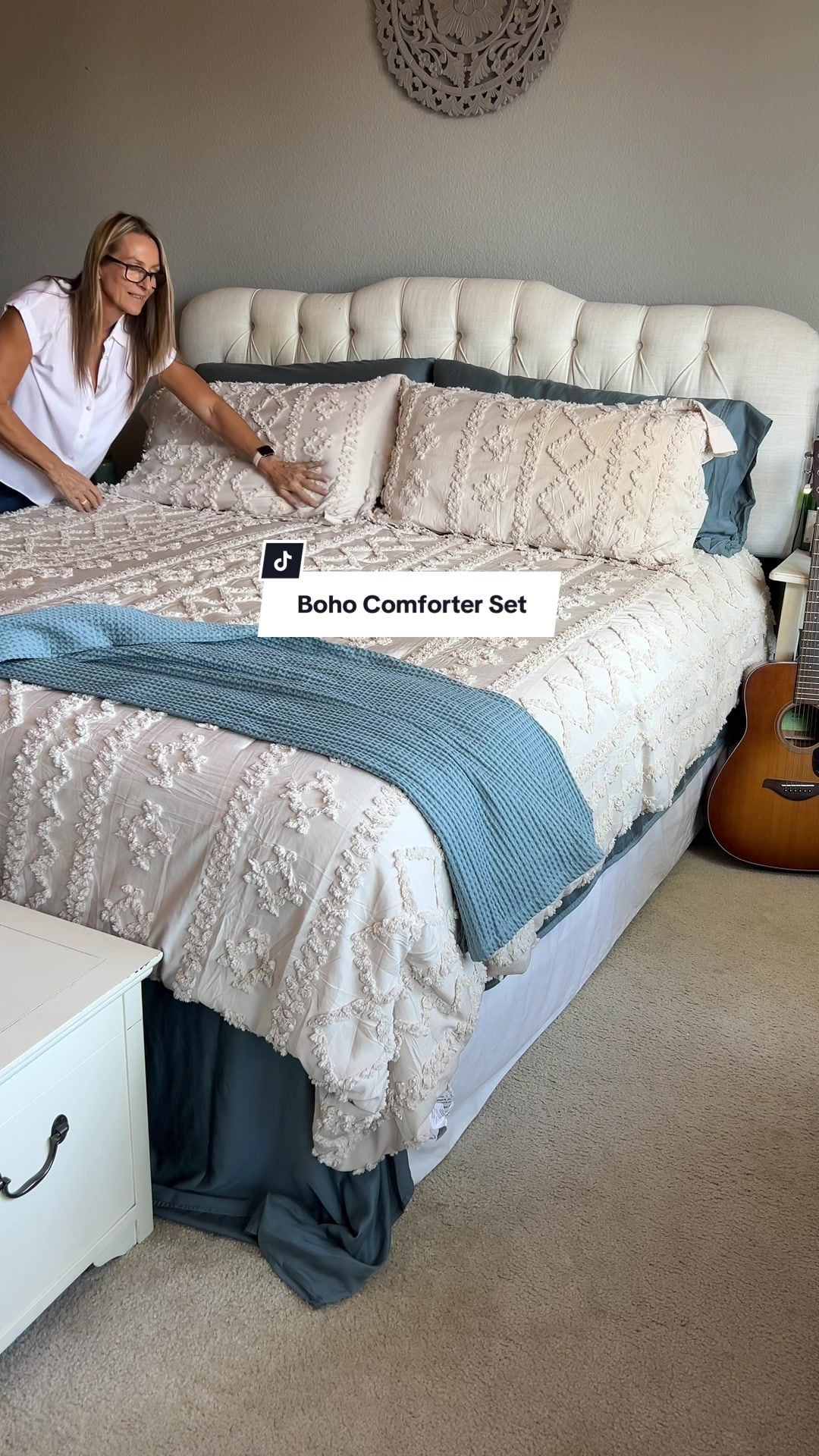 TikTok post by @lisarobinson145 for Bedsure Home. Caption reads: The Comforter Set of my dreams ❤️ @Bedsure....
