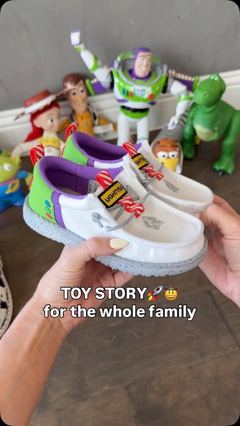 Instagram post by @malloryleerichardson for HEYDUDE. Caption reads: [...] me you grew up with Toy Story...The new....