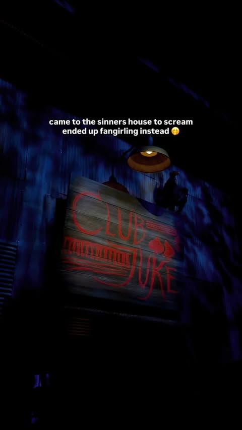 Instagram post by @mischiefbymonica for Halloween Horror Nights. Caption reads: @sinnersmovie was the BEST house 🙂‍↕️🧛🏻🔥....