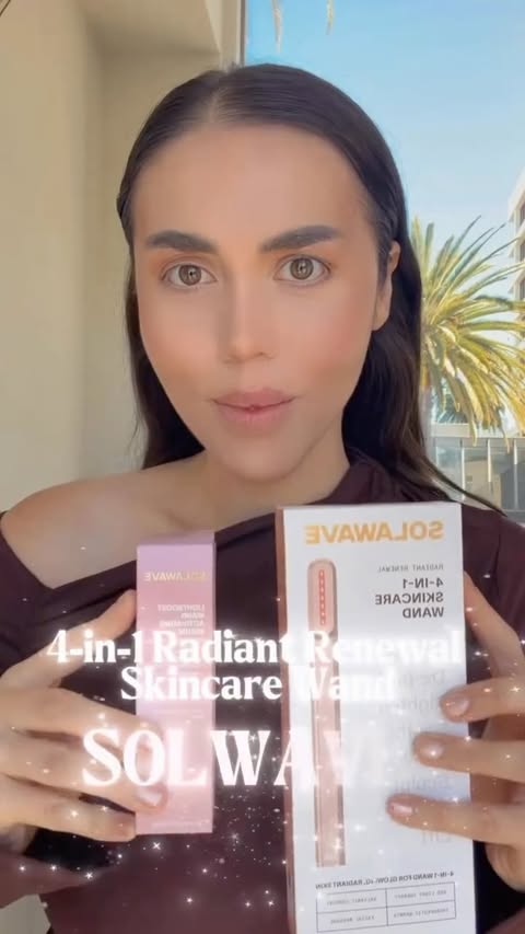 Instagram post by @esraurn for Solawave. Caption reads: My skin has never looked this smooth, lifted, and....