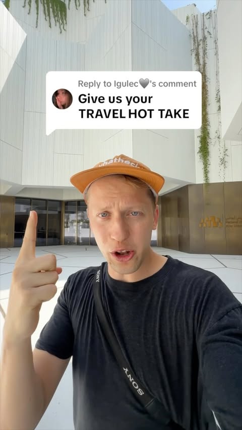 Instagram post by @jordentually for Experience Abu Dhabi. Caption reads: HOT TAKE: Low season in Abu Dhabi is the BEST....