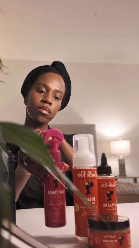 Instagram post by @rosemarietv for Camille Rose. Caption reads: The Batana Collection by @camillerosenaturals....