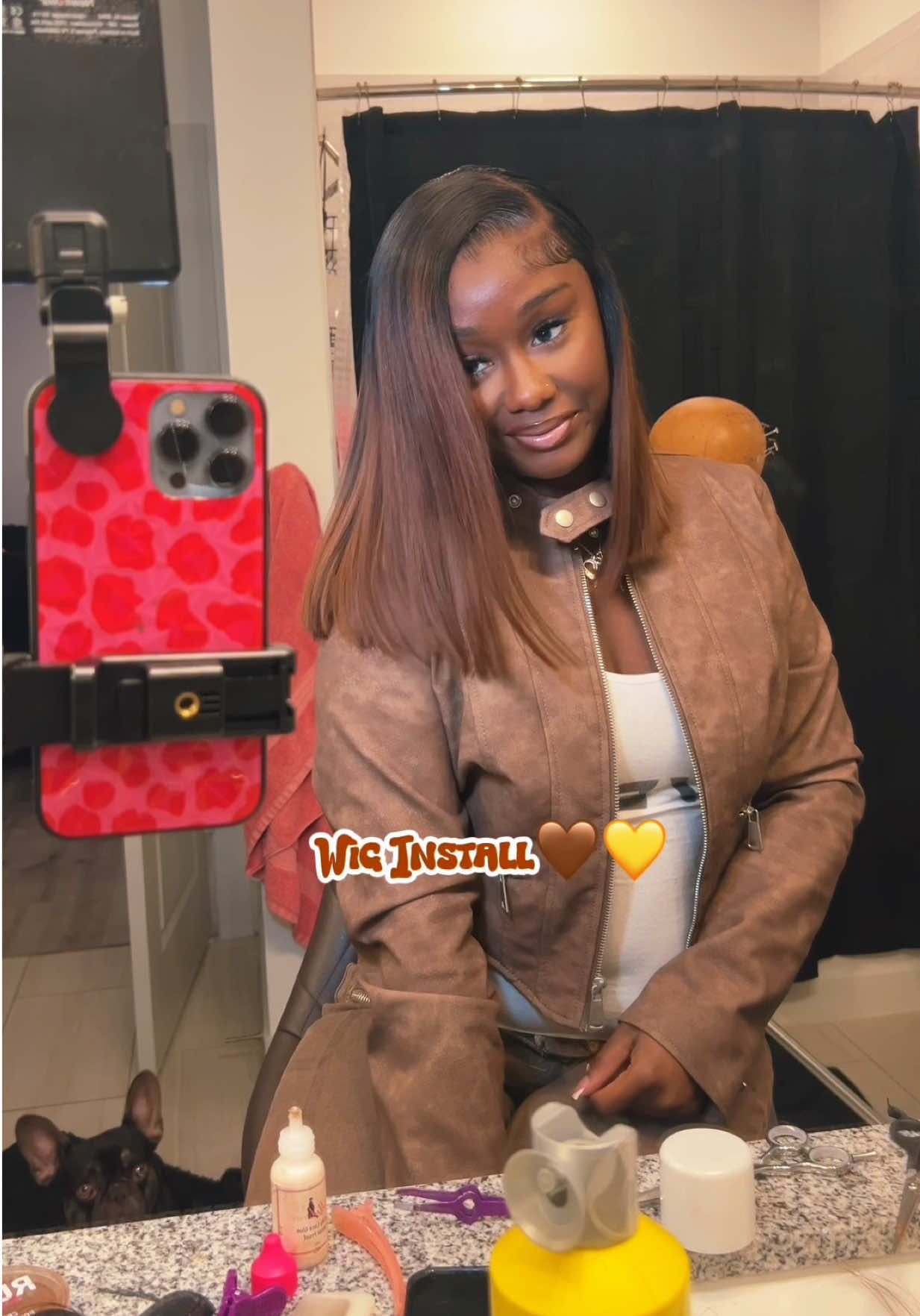 TikTok post by @thedollanaria for Pizazz Hair. Caption reads: omg i love a good bob i knew this wig would look....