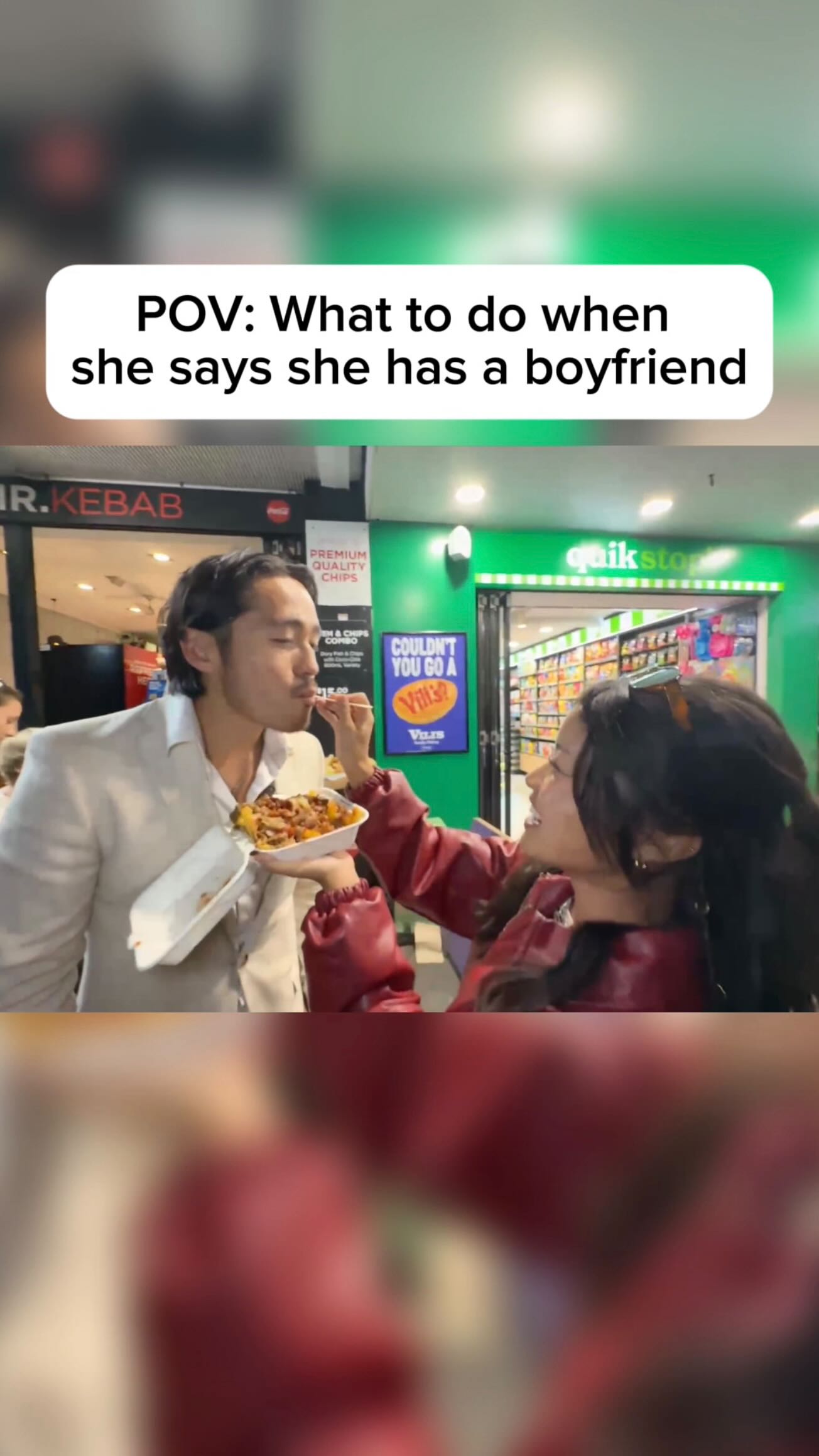 Instagram post by @aimonkong for Kick. Caption reads: POV: What to do when she says she has a boyfriend.