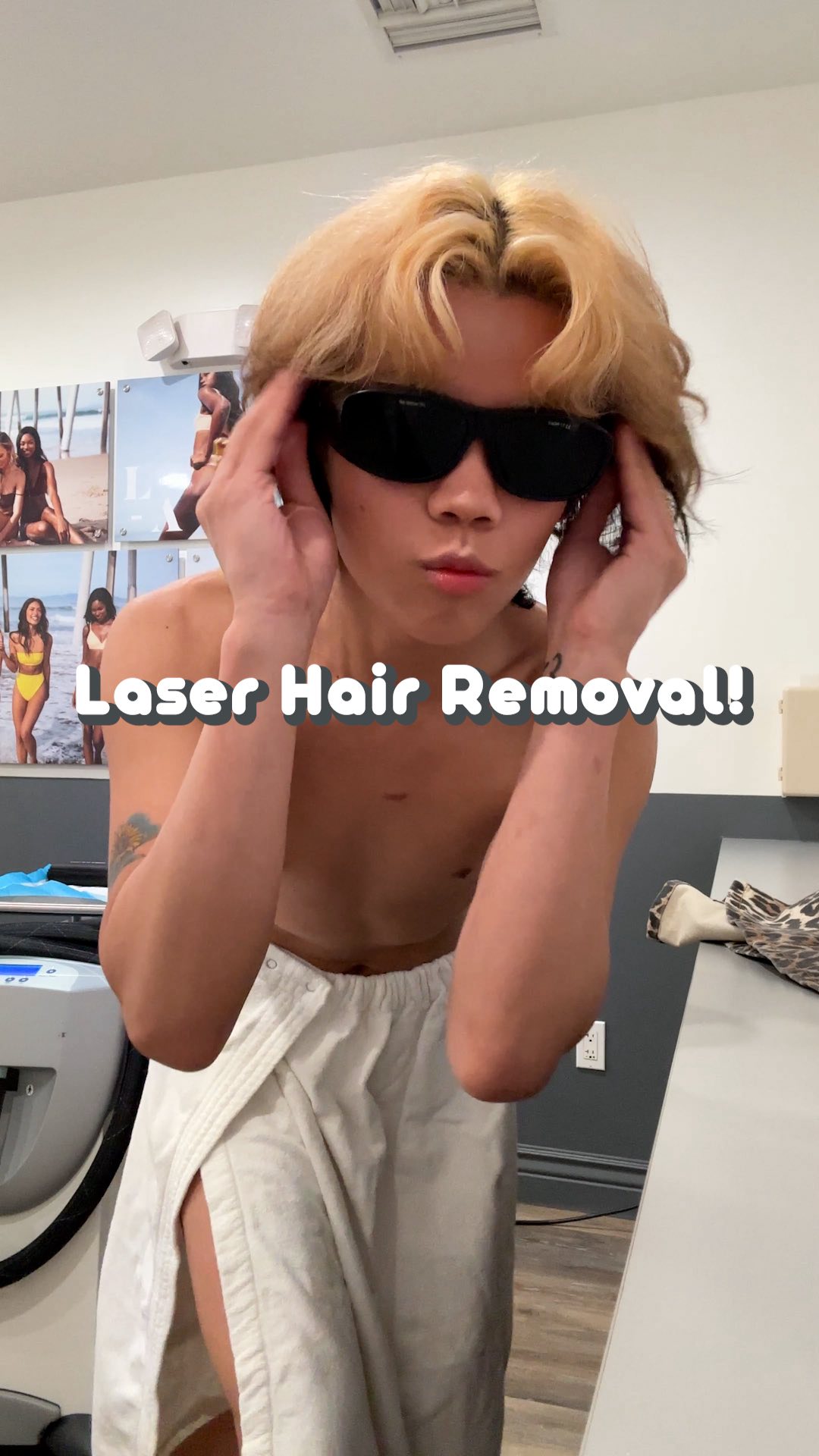 Instagram post by @frederic.chen for LaserAway. Caption reads: AD | halfway done with laser hair removal!....